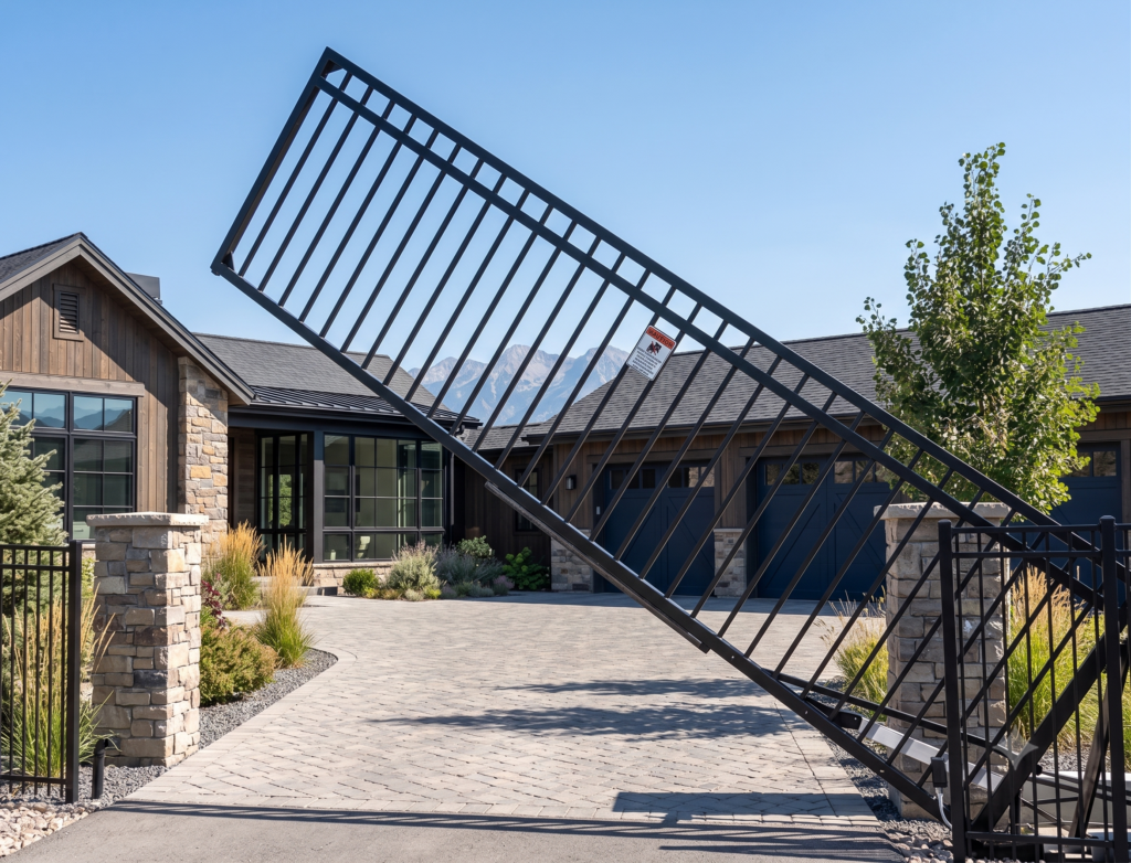 vertical-pivot-gate-opening-on-residential-driveway